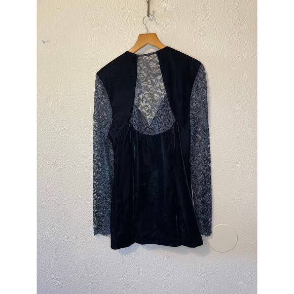 VTG ala Carte California Whimsygoth Black Velvet & Lace Romantic Jacket Sz 13-14 - Picture 4 of 11